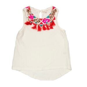 COPPER KEY Girls Tank Top Tassell Gold Pink Embellishment Size 4T